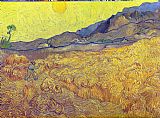 Vincent van Gogh Wheat Fields with Reaper at Sunrise painting